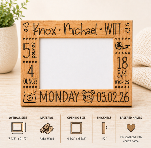 Personalized Baby Birth Stats Frame